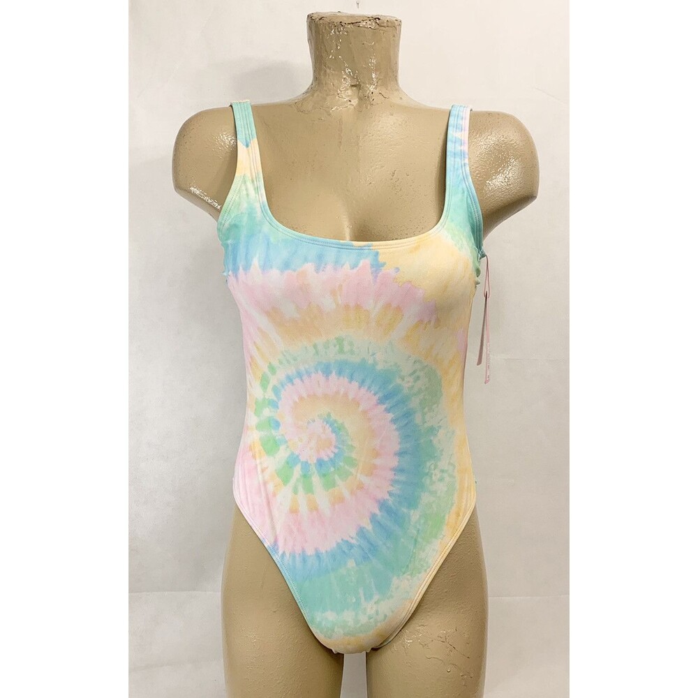 NWT Stoney Clover One Piece Swimsuit S Small Bathing Pink Blue Tie Dye Cheek